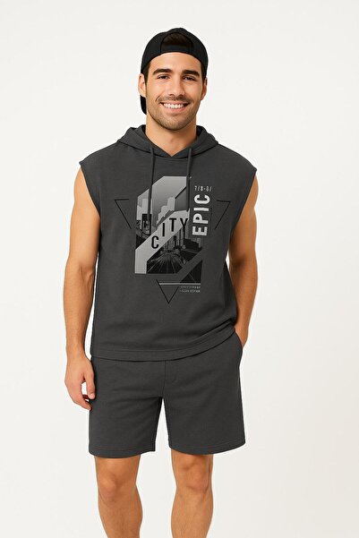 LAYORA Men's Hooded Sleeveless Sports Set