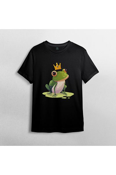 Pixxa Frog Prince Unisex 100% Cotton Crew Neck T-Shirt Model 2