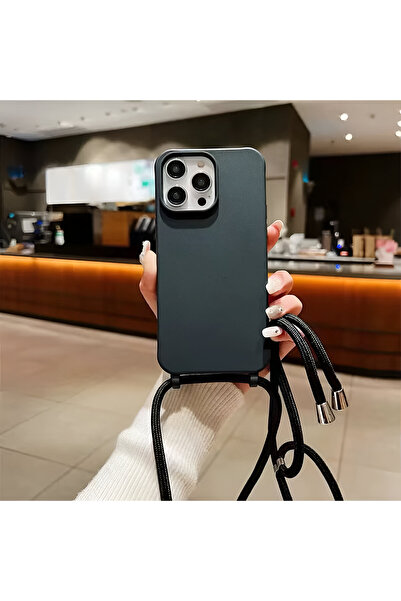 HYPERSOFT Iphone 13 (6.1 inç) Uyumlu İpli Boyun Askılı İçi Kadife Silikon Lan...
