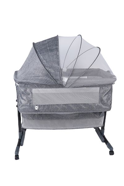 KIKIBEBE 3-in-1 Baby Bedside Crib with Storage & Mosquito Net (Light Grey)