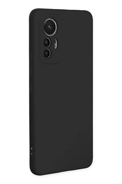 CepteToptan حافظة هاتف Xiaomi Mi 12 Lite من السيليكون المخملي الداخلي - أسود - MKİ8401-5117