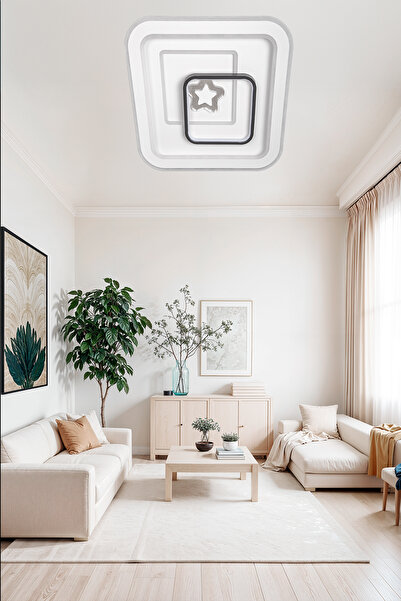 M Mediyamu Aydınlatma Beyaz Plafonyer Tavana Sıfır 3 Renkli Gece Modlu Kumand...