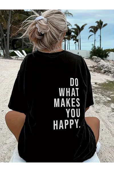 qubo sportswear & company Tricou negru cu mânecă scurtă, unisex, din bumbac, cu imprimeu supradimensionat