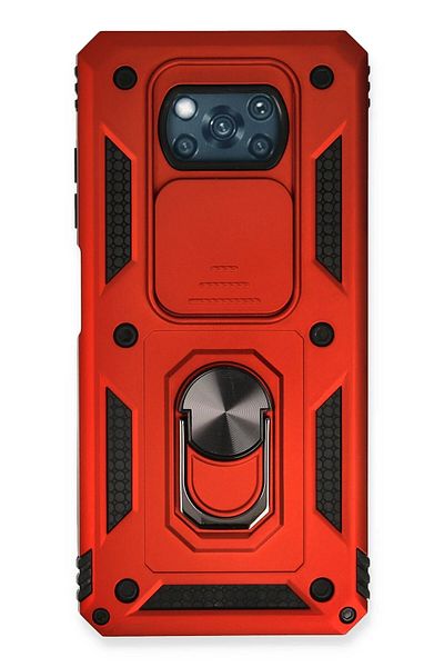 CepteToptan حافظة هاتف Xiaomi Pocophone X3 من السيليكون مع حلقة عدسة Pars - أحمر - MKİ4741-4166