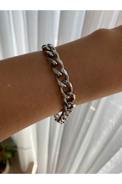 marsel aksesuar Xuping Wide Range Thick Silver Chain Bracelet