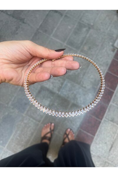 Hoop jewelery Full Row Flexible Choker with Stones