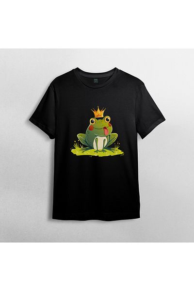 Pixxa Frog Prince Unisex 100% Cotton Crew Neck T-Shirt Model 3