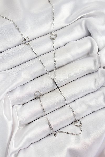 Clariss 316L Steel Butterfly Figured Y Model Silver Color Women's Necklace