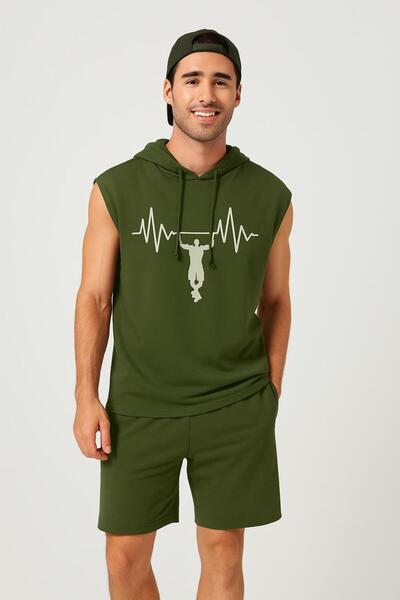 LAYORA Men'S- Printed Sports Singlet - Shorts Set 2-Pack Large Size Cotton