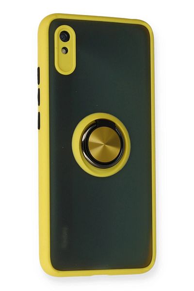 CepteToptan حافظة هاتف Xiaomi Redmi 9A من السيليكون مونتريال مع حلقة - أصفر - MKİ5733-1707