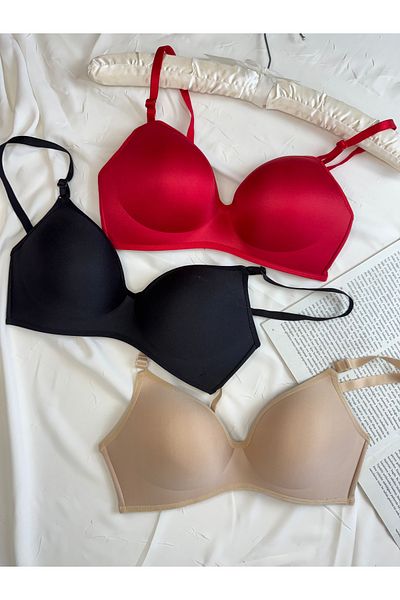 ROZENİN LINGERIE Lotus Unpadded Underwire Gatherer Economic Package Set of 3 Bras