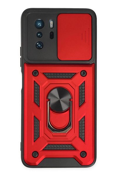 CepteToptan حافظة هاتف Xiaomi Poco X3 GT من السيليكون مع حلقة عدسة Pars - أحمر - MKİ3990-9079