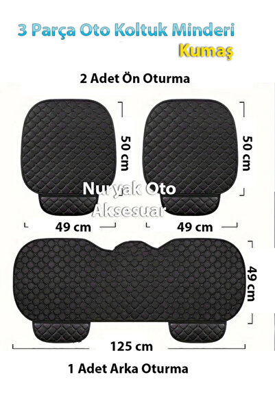 Nuryak Oto Aksesuar Dacia Lodgy Uyumlu 3 Parça Siyah Kumaş Koltuk Minderi