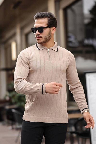 LC Waikiki Lc Polo Neck Zippered Long Sleeve Knitwear T-Shirt