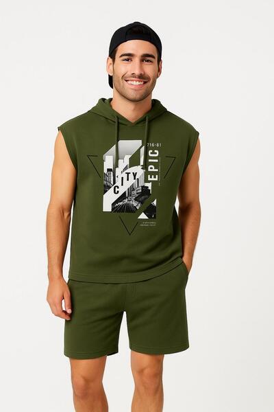 LAYORA Men's Hooded Sleeveless Sports Set