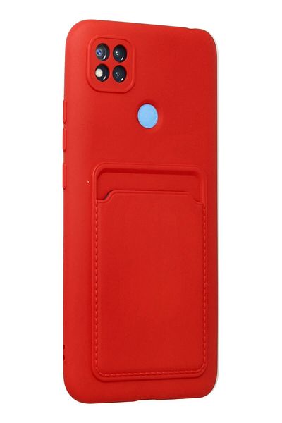 CepteToptan حافظة هاتف Xiaomi Redmi 9C من السيليكون مع بطاقة عمل كلفن - أحمر - MKİ2350-3445