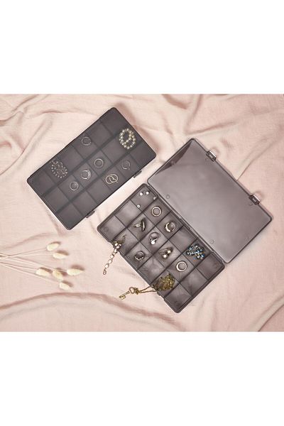 Leony 2 Pieces 18 Compartments Necklace Ring Jewelry Box with Lid Sewing Box Organizer Organizer Box