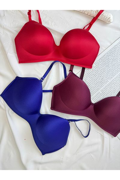 ROZENİN LINGERIE Lotus Unpadded Underwire Gatherer Economic Package Set of 3 Bras