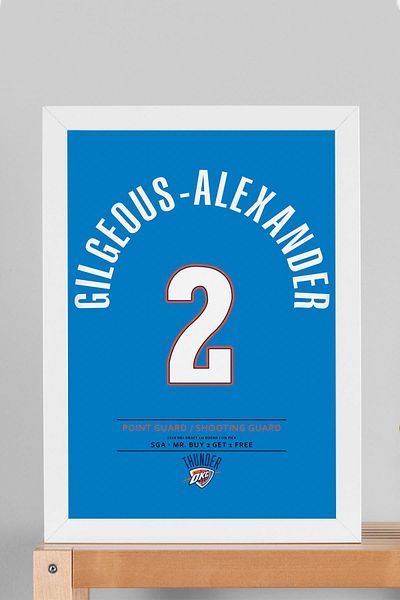 Saturn Shai Gilgeous Alexander Jersey Framed Painting - Nba Oklahoma City Thunder Jersey