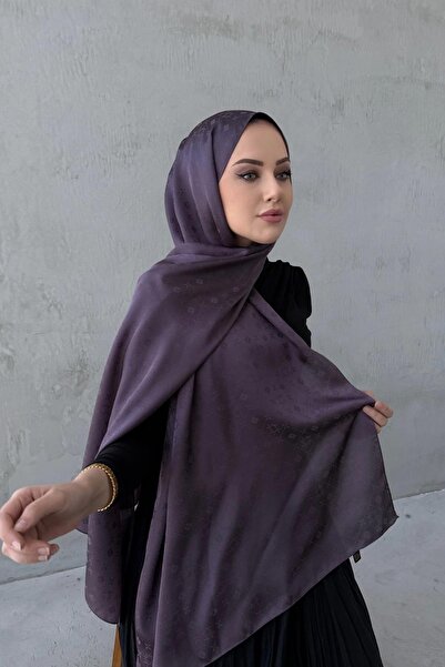 Byedauzunlar Şal jacquard mătăsos cu model Liya gri violet