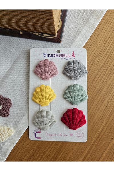 Cinderella Set of 6 Seashell Hairless Baby Clips 3.5cm - Newborn Baby Clips with Less Hair Snap Clips Set