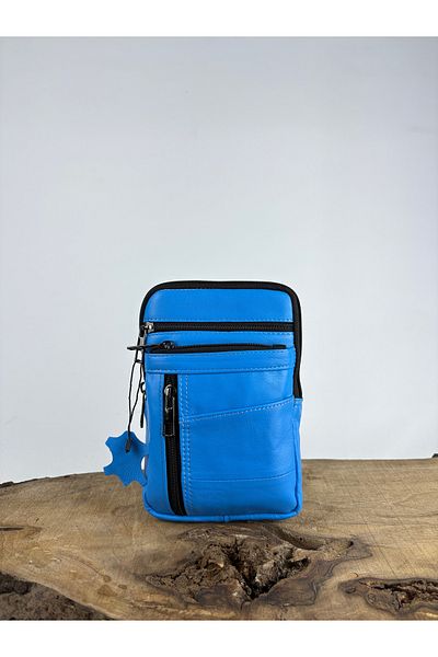 özdemirler deri Genuine Leather Unisex Phone Bag, Leather Waist Bag, Multi-Compartment Leather Shoulder Bag