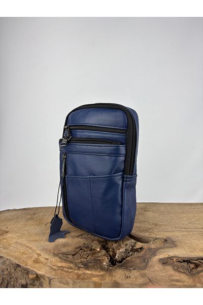 özdemirler deri Genuine Leather Unisex Phone Bag, Leather Waist Bag, Multi-Compartment Leather Shoulder Bag