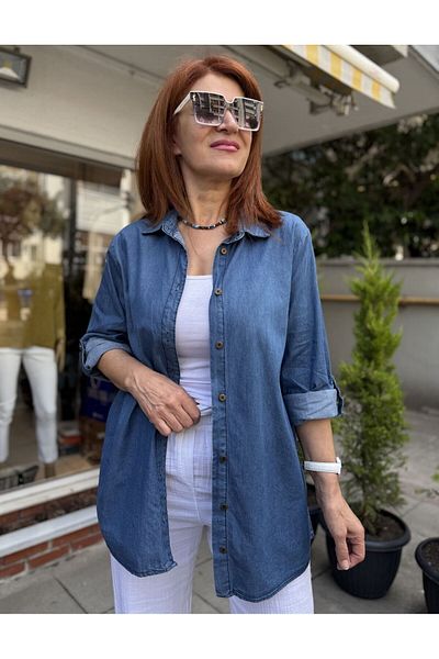 DenizEge Cămașă din denim din bumbac