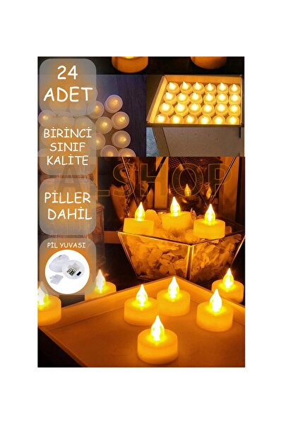 Bilumum Ivır Zıvır Led Mum 24 Adet Ledli Mum Dalgalı Model Işıklı Tealight Mu...