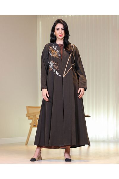 Elegant Hand-embroidered silk abaya