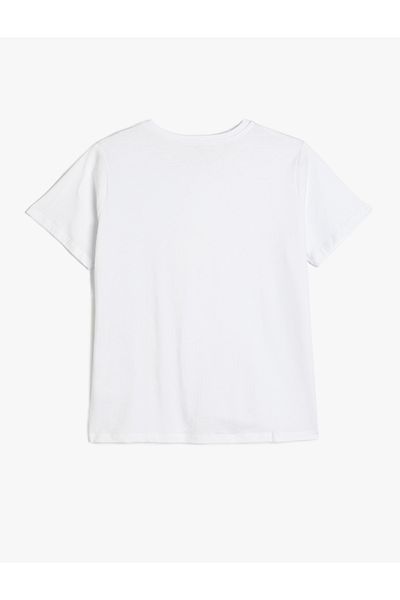 Koton Tricou de bază din bumbac cu mânecă scurtă, cu decolteu, sezon nou