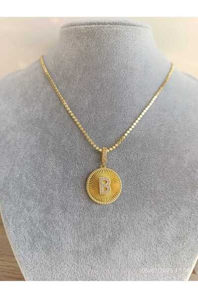 sarraf B harf model çelik kolye gold