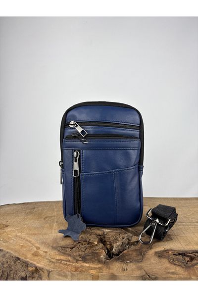 özdemirler deri Genuine Leather Unisex Phone Bag, Leather Waist Bag, Multi-Compartment Leather Shoulder Bag