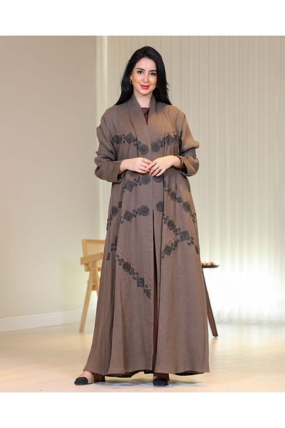 Elegant Layered embroidered silk abaya