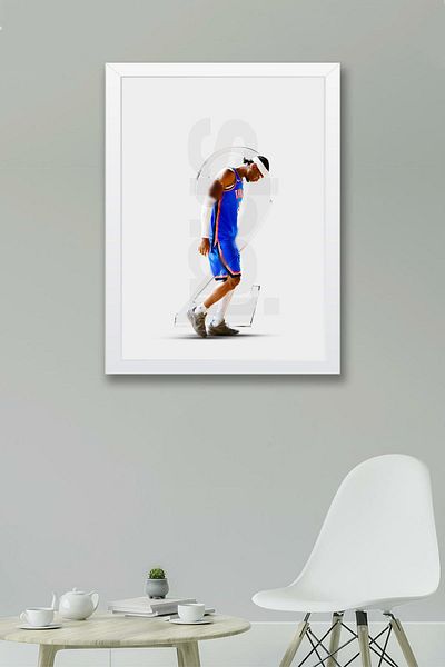 Saturn Shai Gilgeous Alexander Framed Painting - Basketball Nba Poster Painting