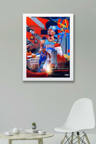 Saturn Pictură înrămată de Shai Gilgeous Alexander - Pictură poster NBA de baschet