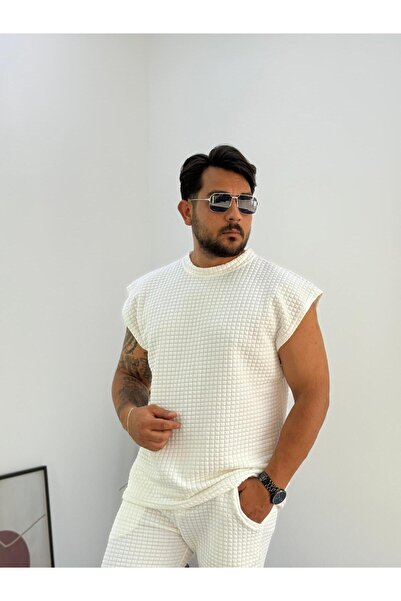 Combineman35 Muški 100% pamuk Oversize kroj bezrukavni vafel seersaker T-shirt