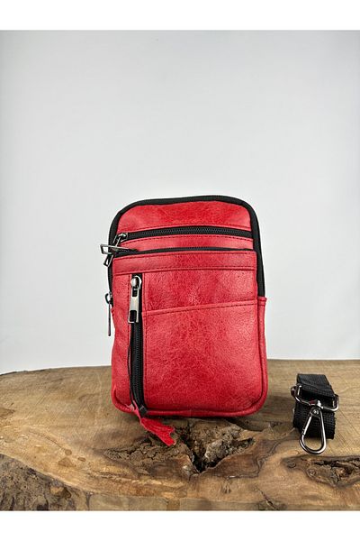 özdemirler deri Genuine Leather Unisex Phone Bag, Leather Waist Bag, Multi-Compartment Leather Shoulder Bag