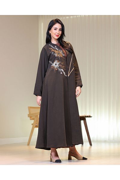 Elegant Hand-embroidered silk abaya
