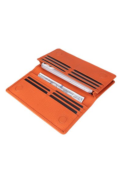 Lev Leather Genuine Leather Women's Wallet - Phone Compartment, Card Holder, Coin Compartment, Magnet Closure