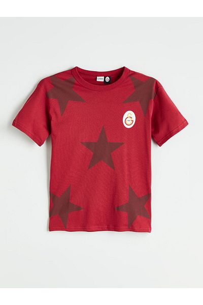 LC Waikiki Red Crew Neck Printed Boy's T-Shirt