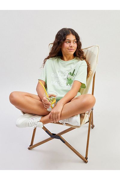 LC Waikiki Green Crew Neck Girl's T-Shirt