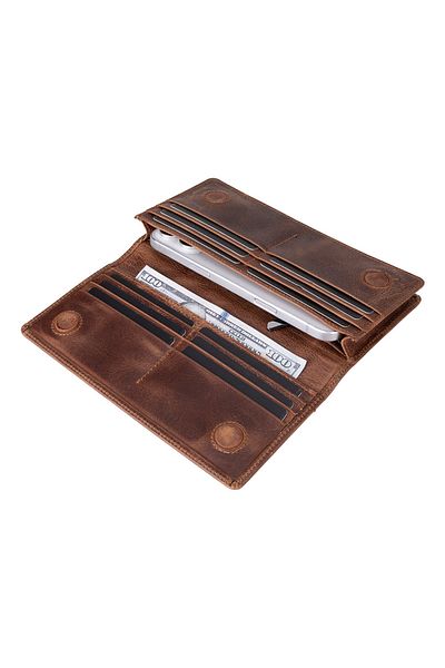 Lev Leather Genuine Leather Women's Wallet - Phone Compartment, Card Holder, Coin Compartment, Magnet Closure