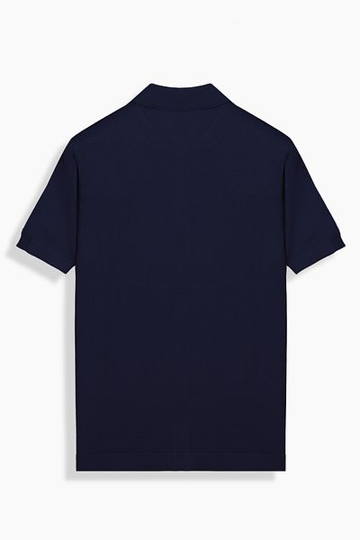 Sarar Interview Polo Neck Buttoned Navy Blue Knitwear T-Shirt