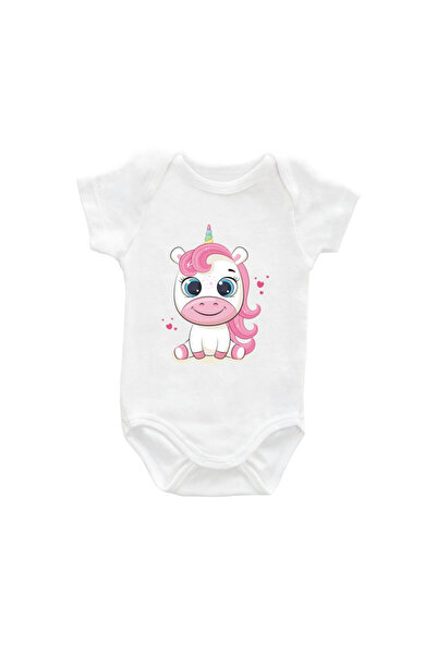 Printisimi Baby bodysuit "Cute Unicorn", White, Cotton