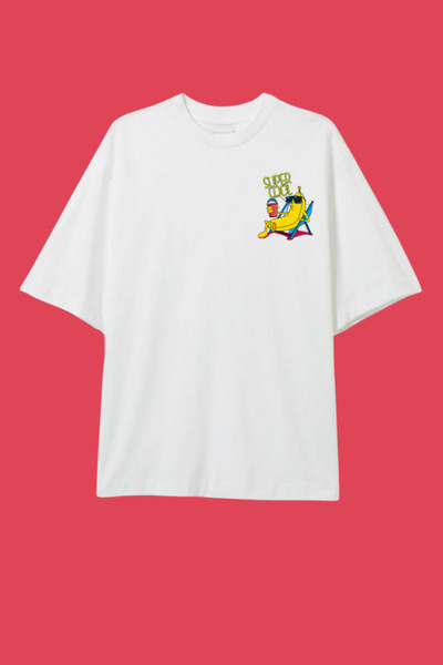 Dupe Design Το Cool Printed Oversize Λευκό T-shirt