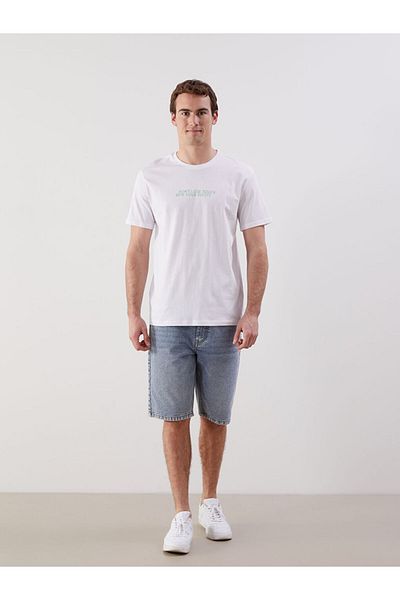LC Waikiki New Season Crew Neck Κοντό μανίκι εμπριμέ χτενισμένο βαμβακερό ανδρικό Tisort - S5KL54Z8