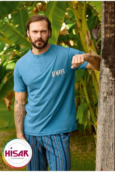 Aydoğan 100% Cotton Men's Short Sleeve Pajama Set Style and Comfort in One