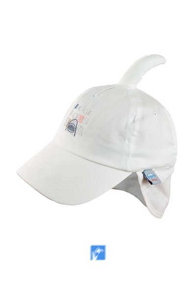 Kardelen Butik Denizli 100% Cotton Shark Hat with Nape Protection for Baby Boys (1-3 Years) (Size 48-50 cm)