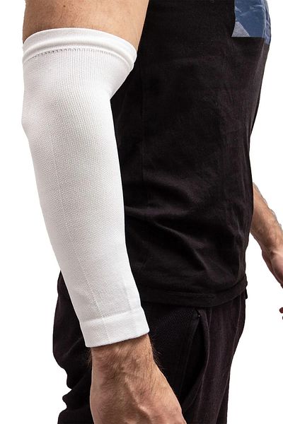 Bellanora Basketball Arm Sleeve with Elbow Support – Anti-Sweat Protective Sleeve for Sports Training & Match White